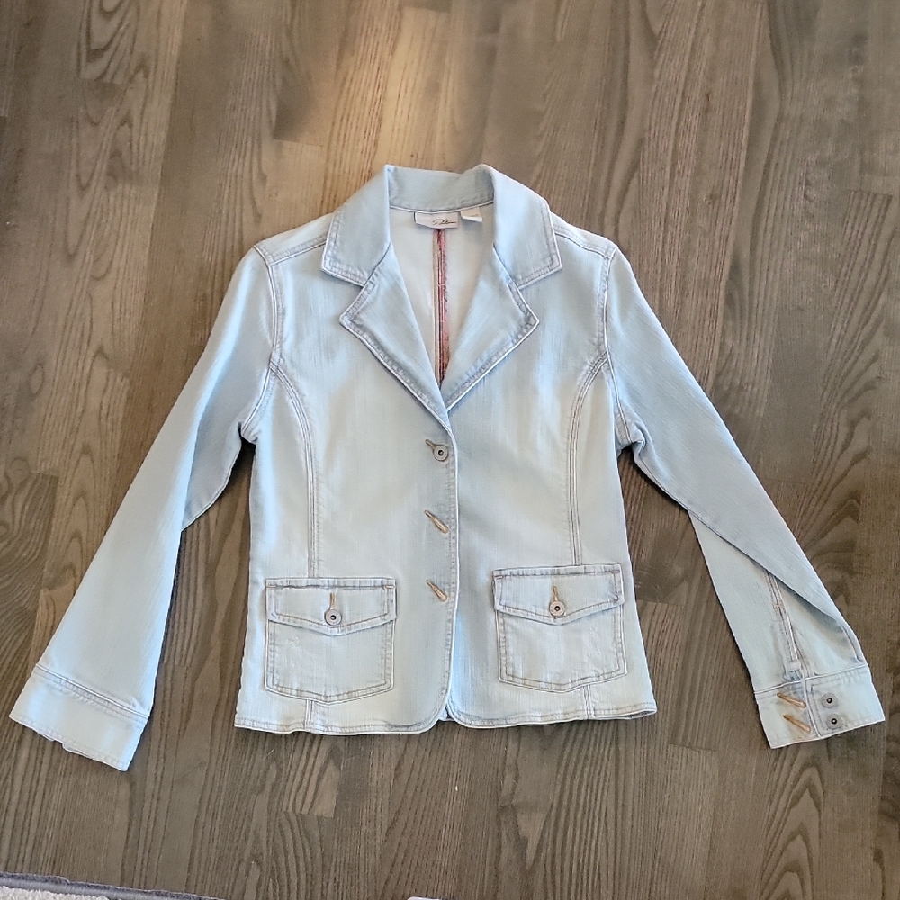 Chico's Blue Tailored Blazer with Subtle Texture